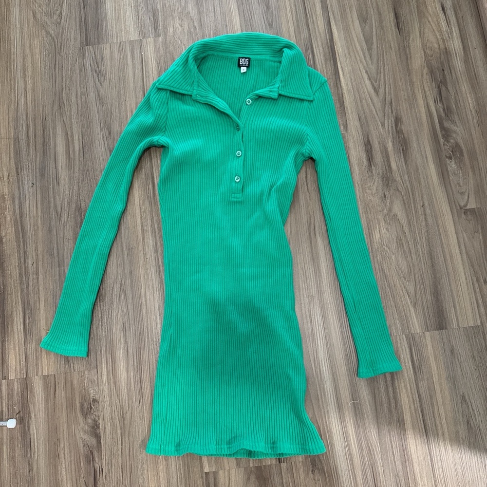 BDG Vibrant Green Long Sleeve Dress